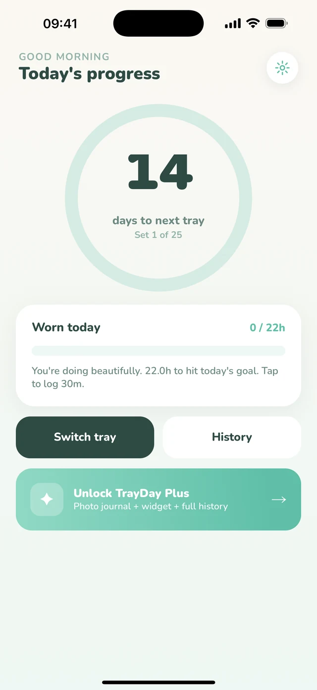 TrayDay main screen